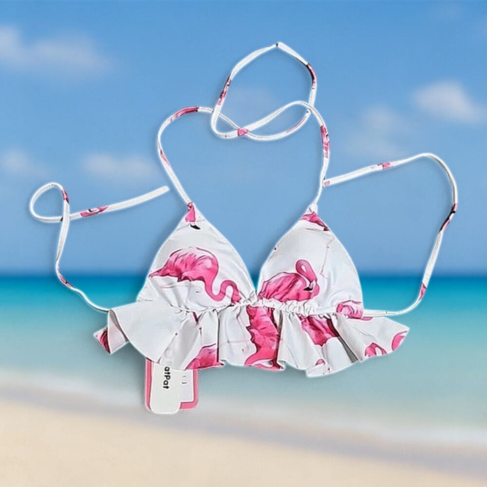 NWT PatPat Flamingo String Bikini Top Sz Small